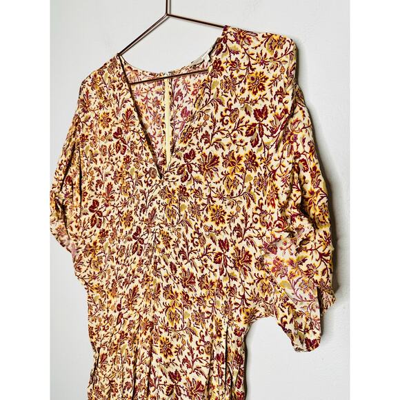 VANESSA BRUNO Orange Floral Print V-Neckline Short Sleeves Jumpsuit Size 38 - Picture 5 of 15